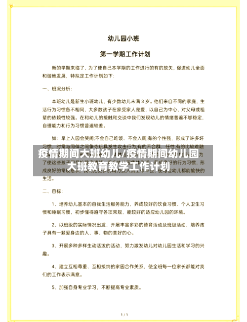 疫情期间大班幼儿/疫情期间幼儿园大班教育教学工作计划-第2张图片